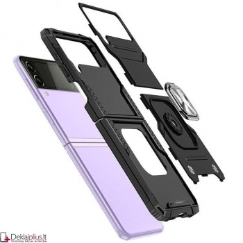 Wozinsky smūgiams atsparus dėklas su žiedu - juodas (Samsung Z Flip 4)   